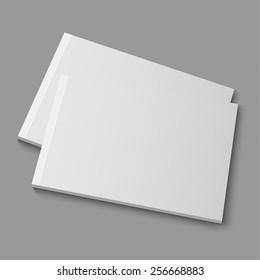 Blank empty magazine, album or book template lying on a gray background. vector