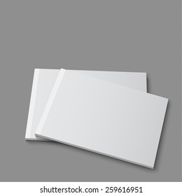 Blank empty magazine, album or book template lying on a gray background. vector