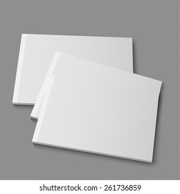 Blank empty magazine, album or book template lying on a gray background. vector