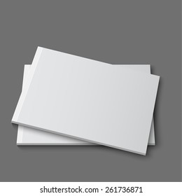 Blank empty magazine, album or book template lying on a gray background. vector