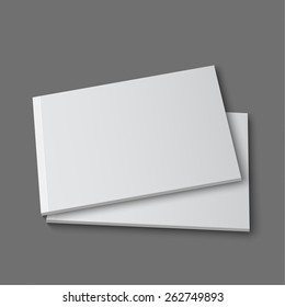 Blank empty magazine, album or book template lying on a gray background. vector
