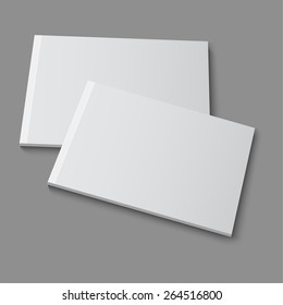 Blank empty magazine, album or book template lying on a gray background. vector