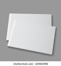 Blank empty magazine, album or book template lying on a gray background. vector