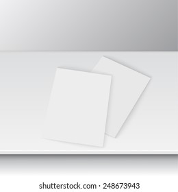 Blank empty magazine or book or booklet, brochure, catalog template  on a gray shelf. vector
