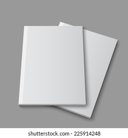 Blank empty magazine or book template lying on a gray background. vector