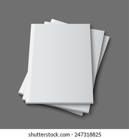 Blank empty magazine or book template lying on a gray background. vector