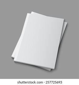 Blank empty magazine or book template lying on a gray background. vector