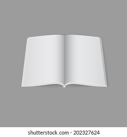 Blank empty open magazine template lying on a gray background. vector