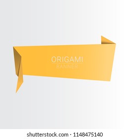 Blank empty Origami banner, Yellow speech bubble Paper banner vector illustration design for your business website , promotion and advertising