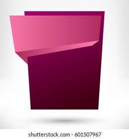Blank empty origami design element. Banner background