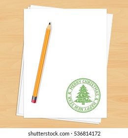 Blank empty paper sheet with Christmas stamp