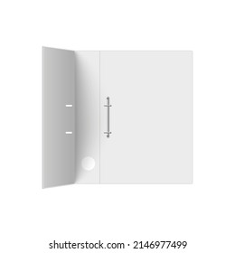 Blank empty ring office binder or folder with metal rings open, realistic template vector illustration isolated on white background. Mockups of ring binder.