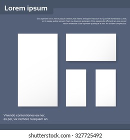 Blank Empty Sheet Business Mock Up White Page Card Set Paper Banner Flyer Vector Illustration