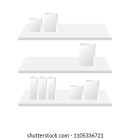 Blank empty showcase Display with Retail Shelves. Shelf retail mockup vector