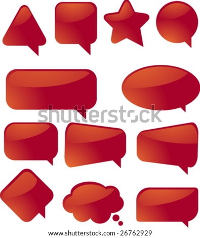 Blank empty speech bubble icons, assorted shapes