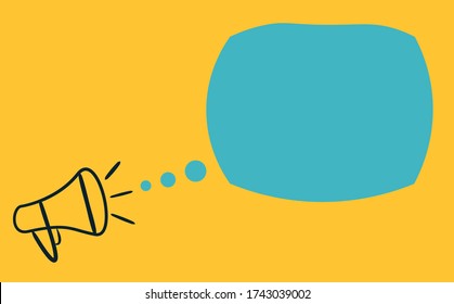 Blank empty speech bubble and megaphone symbol for announcement concept