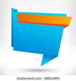 Blank empty speech bubble. Origami banner, background.