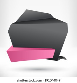 Blank empty speech bubble. Origami banner, background.