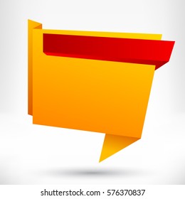 Blank empty speech bubble. Origami banner, background.