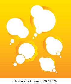Blank Empty Speech Bubble Set in Yellow Background