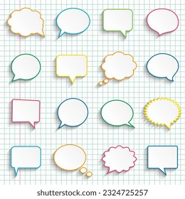 Blank empty speech bubble stickers set