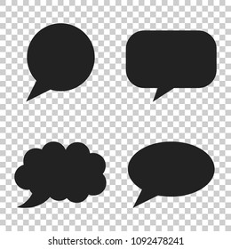 Blank empty speech bubble vector icon in flat style. Dialogue box on isolated transparent background. Speech message business concept.
