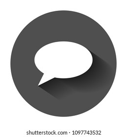 Blank empty speech bubble vector icon in flat style. Dialogue box with long shadow. Speech message business concept.