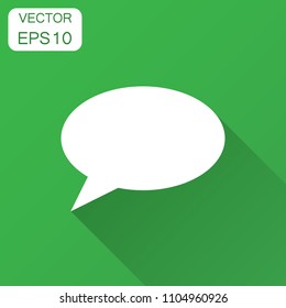 Blank empty speech bubble vector icon in flat style. Dialogue box with long shadow. Speech message business concept.
