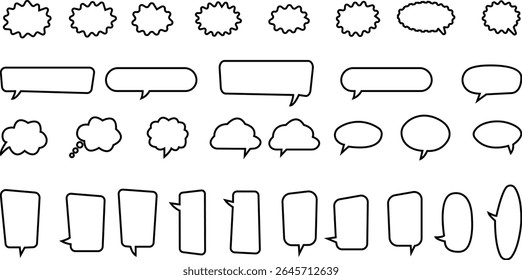 Blank empty speech bubbles chat icon set. Retro colorful special offer design elements, chat emblem, black callout sign collection Isolated on transparent background. Vector illustration for web app.