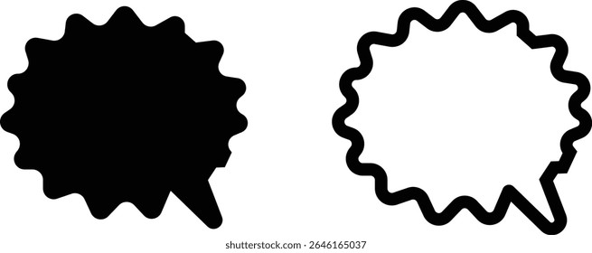 Blank empty speech bubbles chat icon set. Retro colorful special offer design elements, chat emblem, black callout sign collection Isolated on transparent background. Vector illustration for web app.