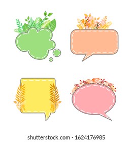 Blank empty speech bubbles with floral.
