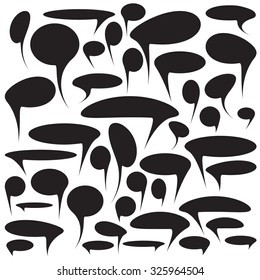 Blank empty speech bubbles, icon set, black isolated on white background, vector illustration.