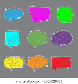 Blank Empty Speech Bubbles with punctuation marks. Different shapes. Vector 