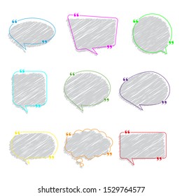 Blank Empty Speech Bubbles with punctuation marks. Different shapes. Vector 