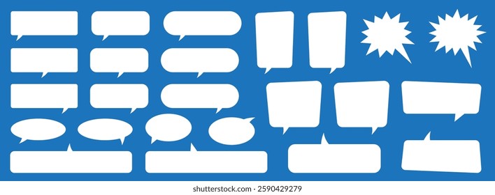 Blank empty speech bubbles. Speak bubble balloon, cartoon chatting box, message box.