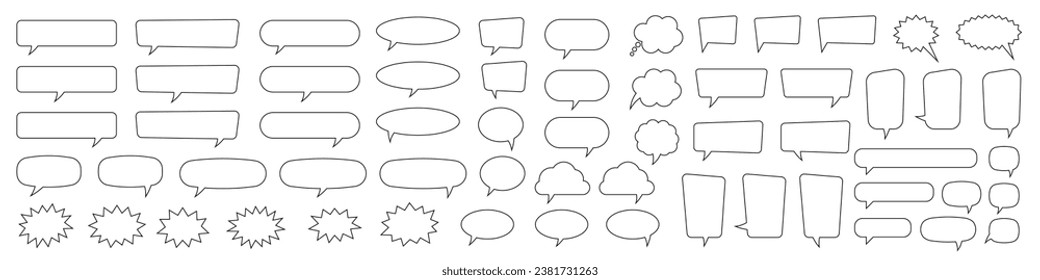 Blank empty speech bubbles, speaking or talk bubble, speech balloon, chat bubble line art vector icon for apps and websites..