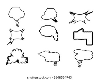 Blank empty speech bubbles vector set with illustration