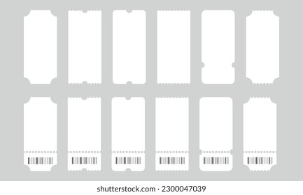 Blank or empty ticket template set.eps 10