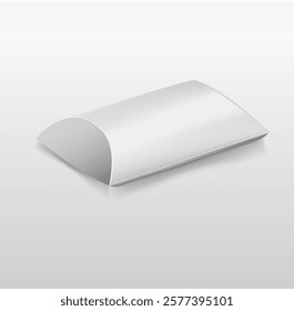 Blank empty vector white pillow box packaging mockup isolated on white background. 