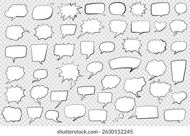 Blank empty vector white speech bubbles. Cartoon balloon word design