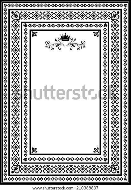 Blank\
empty vintage ornate frame for your text or photo. In black color\
isolated on white. Could be used for invitation, certificate,\
diploma or announcements... Vector illustration.\
