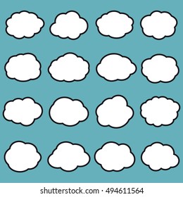 Blank empty white clouds on blue background