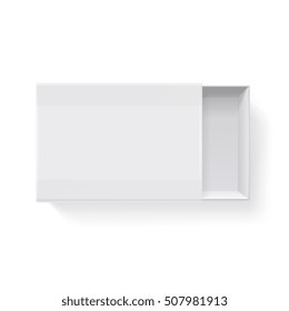 Blank empty white paper packaging matchbook isolated on white vector illustration. Mockup container compact for match