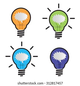 Blank empty white speech bubble in light bulb, Vector illustrator