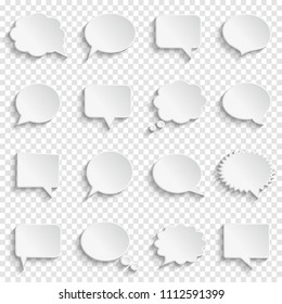 Blank Empty White Speech Bubbles On Transparent Background