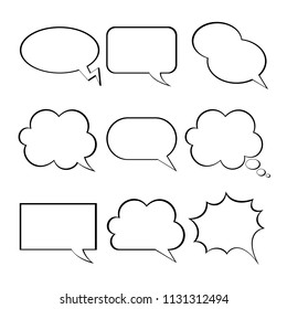 Blank empty white speech bubbles collection isolated on white background. Vector illustration speech bubbles set.