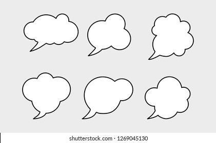 Blank empty white speech bubbles set. Vector illustration