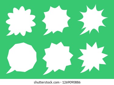 Blank empty white speech bubbles set. Vector illustration