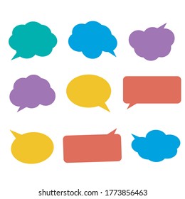 Blank empty white speech bubbles. Cloud bubble speech for communication