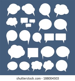 Blank empty white speech bubbles set